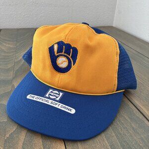 Vintage 1980s Milwaukee Brewers MLB Pepsi Trucker Mesh Snapback Hat Cap SGA (E9)